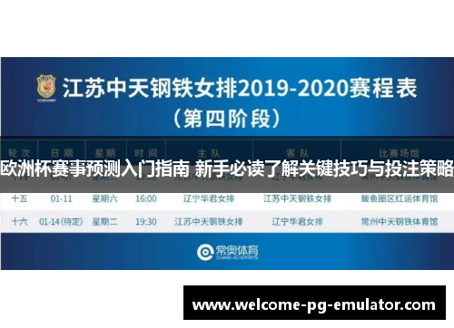 欧洲杯赛事预测入门指南 新手必读了解关键技巧与投注策略